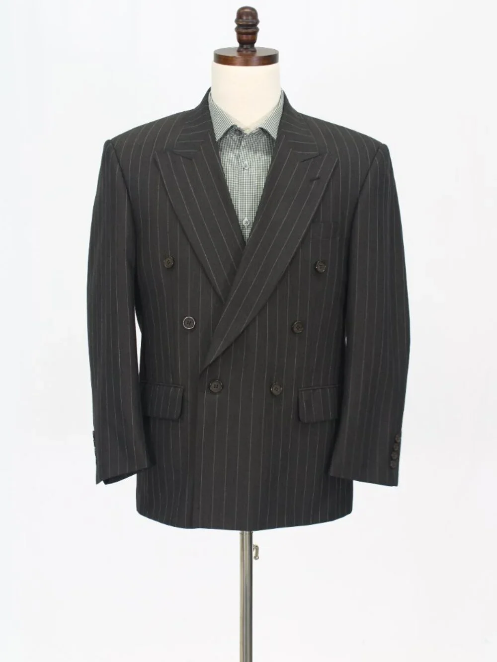 Tom Tailor 38S 32x30 Brown Full Suit Double-Breasted Stripe R963